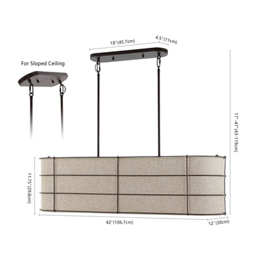 Chadwick 42" Rustic Farmhouse Iron Linear LED Pendant - JONATHAN Y